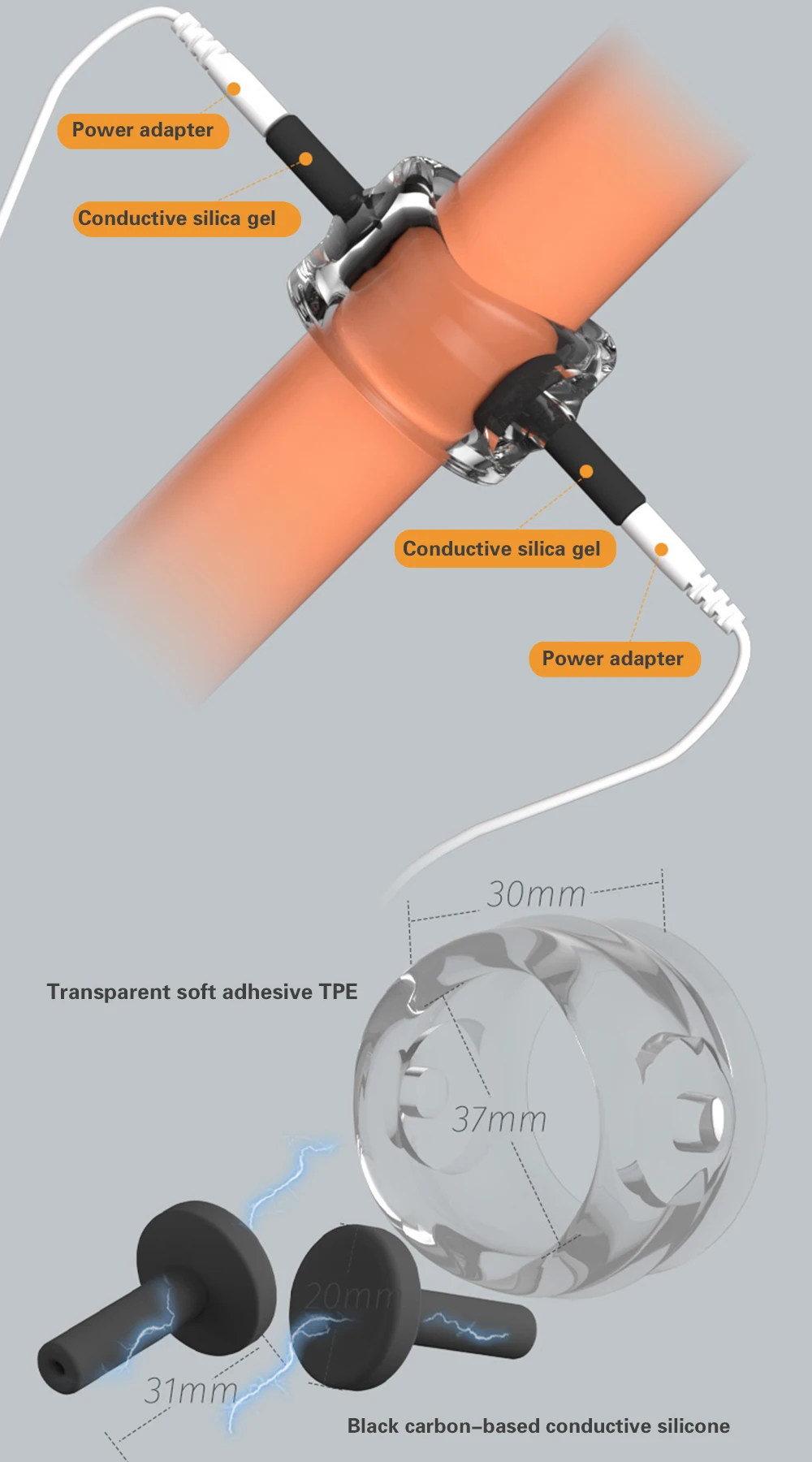 E-stim Eichel Penistrainer Stimulator mit 19 Electric Shock Intensity & 8 Modes
