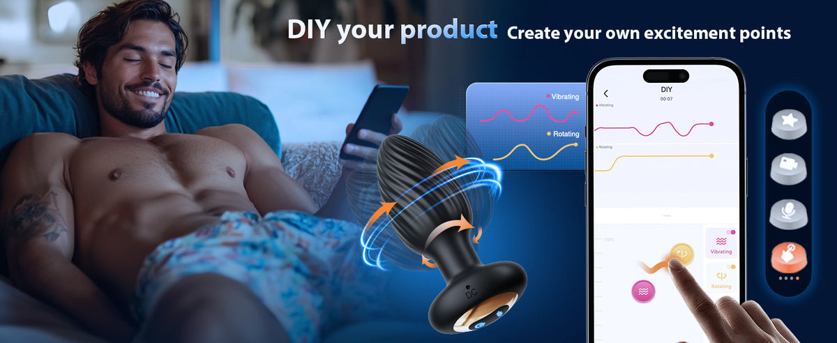 Anal Toys Anal Plug with 7 Rotation & 7 Vibration Anal Vibrators