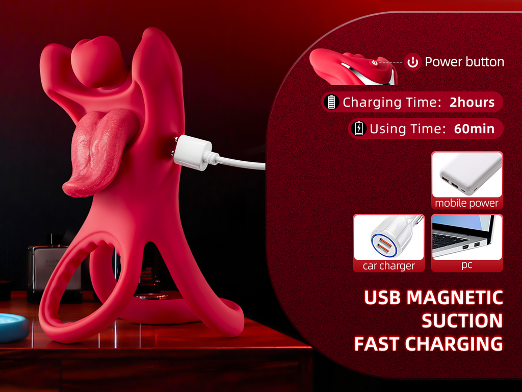 Vibrating Cock Ring with Realistic Tongue