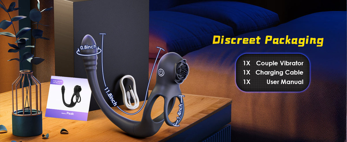 Double Penis Ring Stimulate Erection 10X Vibrating Cock Ring