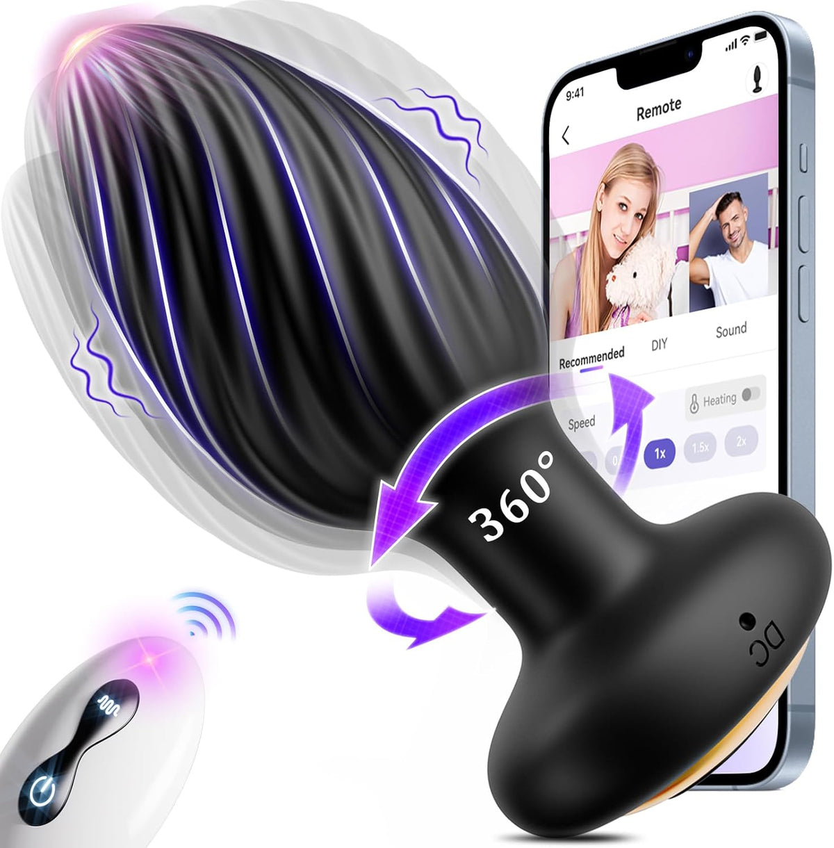 Anal Toys Anal Plug with 7 Rotation & 7 Vibration Anal Vibrators