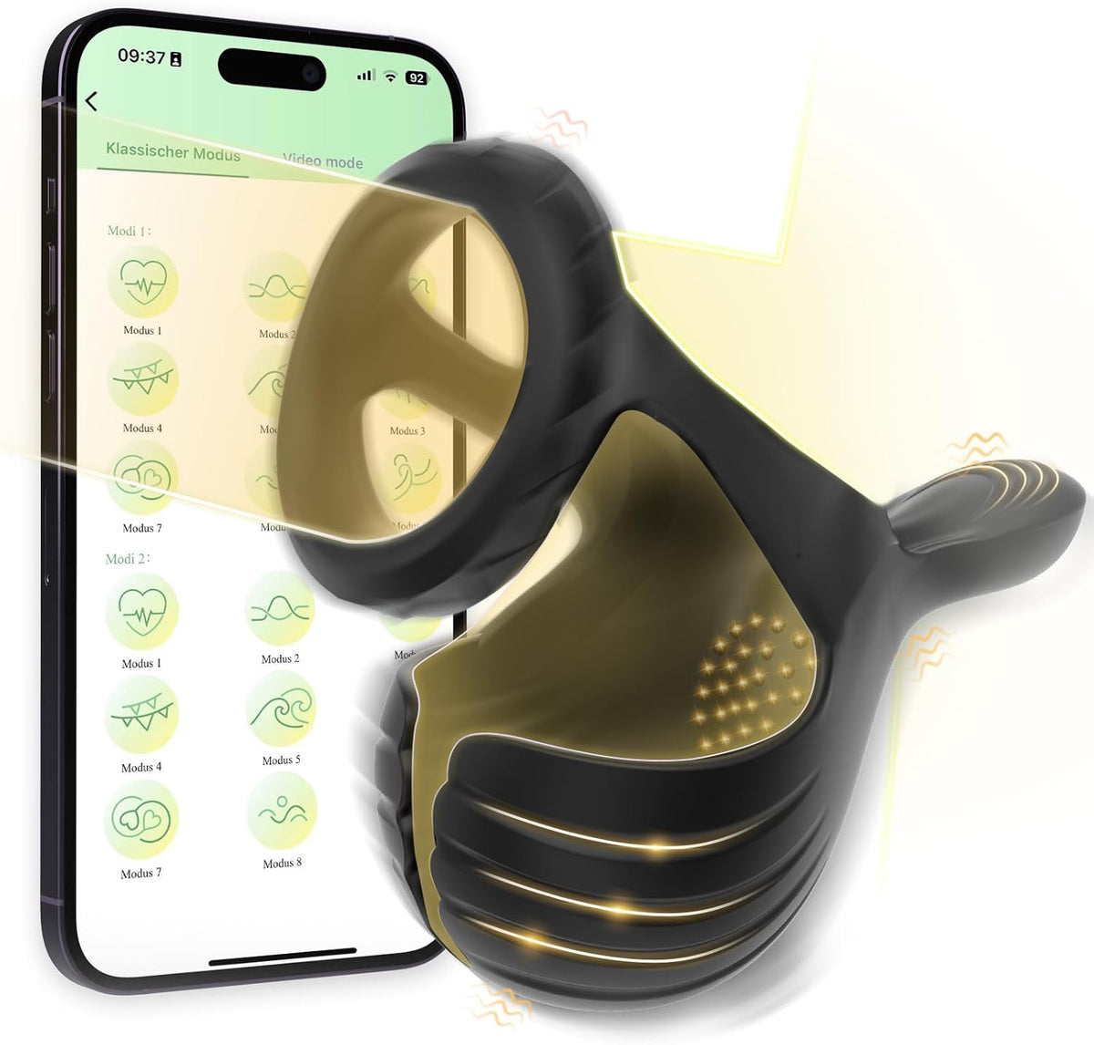 10 Modes Vibrating Cock Ring with APP Control Testicles Vibrator