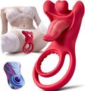 Vibrating Cock Ring with Realistic Tongue