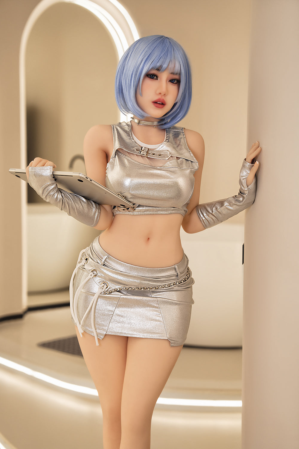 US Stock - YAMIEE Nola 164cm K38 TPE Sex Doll Natural Skin Blue Hair TPE Adult Love Doll (Free 2ND Head)