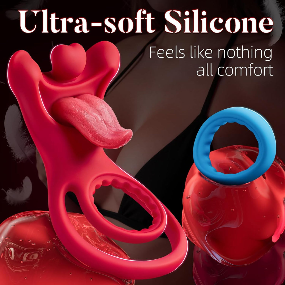 Vibrating Cock Ring with Realistic Tongue