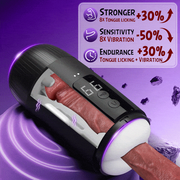 Selena - 8 Slap Tongue-Lick Male Masturbation with 2 Motors Vibration Massage Stroker