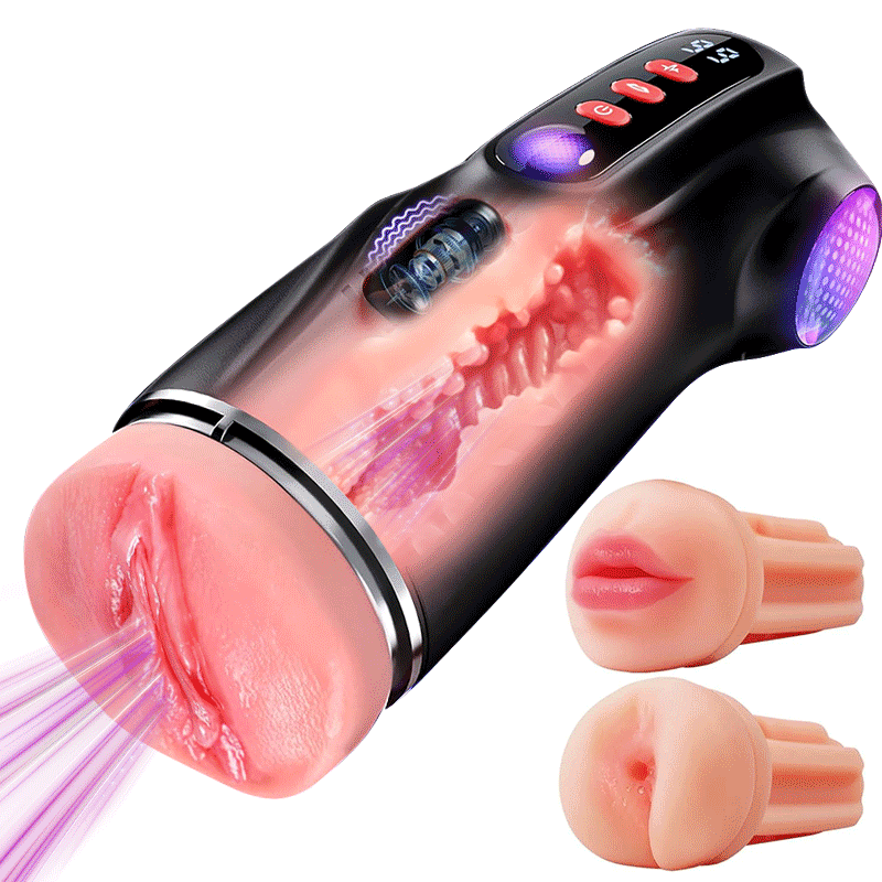 Daphne - 3 Sleeves Pocket Pussy Penis Pump with 9 Sucking & 9 Vibrating Male Masturbator