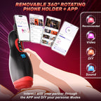 App Control Suction and Vibrating Male Masturbator with Phone Holder