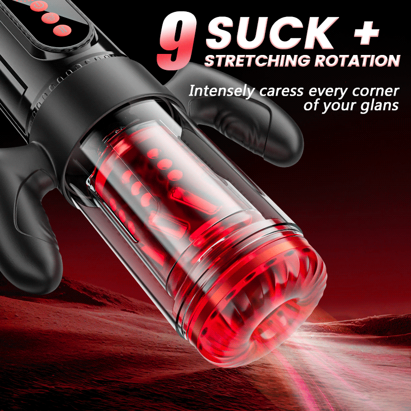 Terminator 9 Telescopic Rotating Sucking with Handle Male Stroker