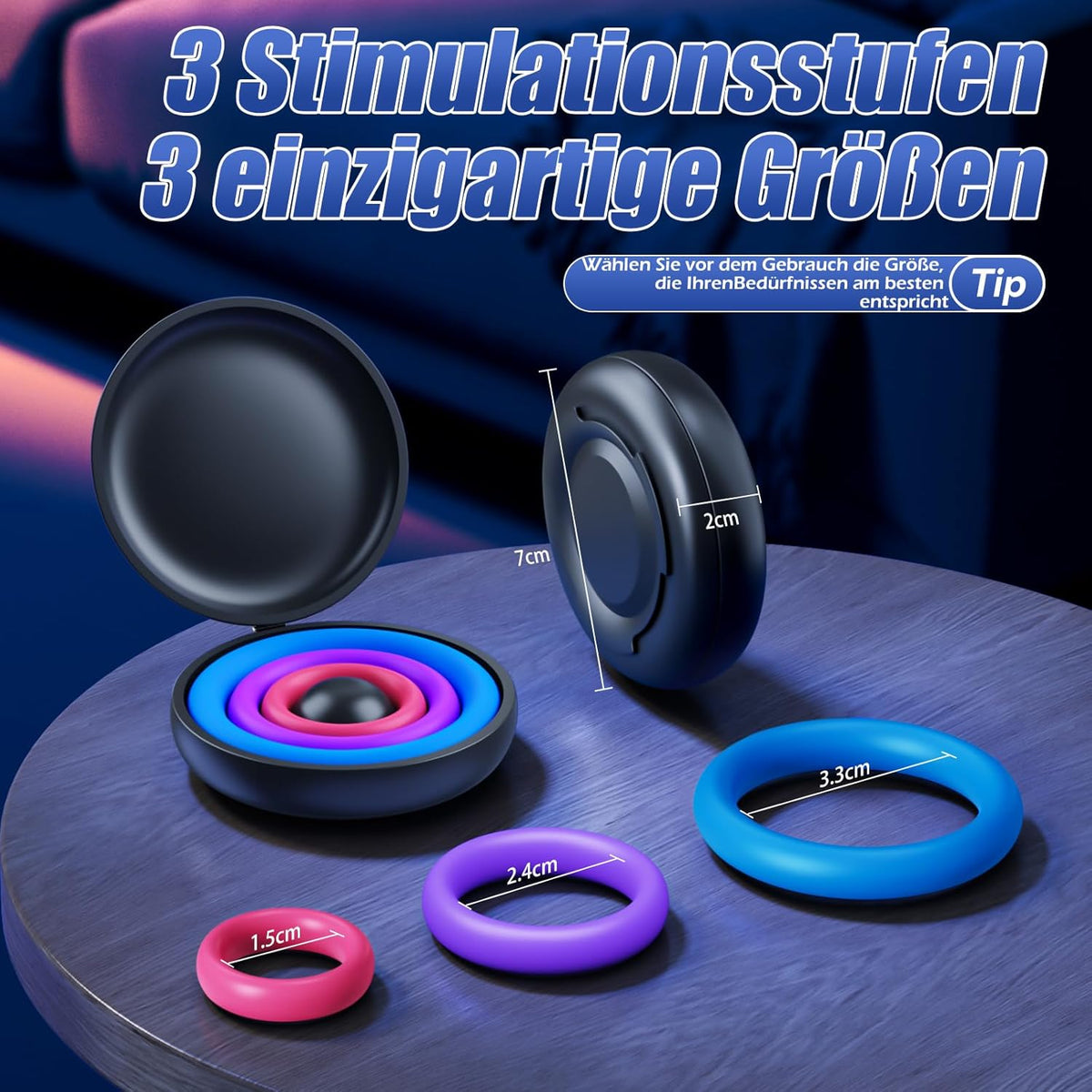 Candy Colours 3 Different Sizes Reusable Silicone Penis Ring