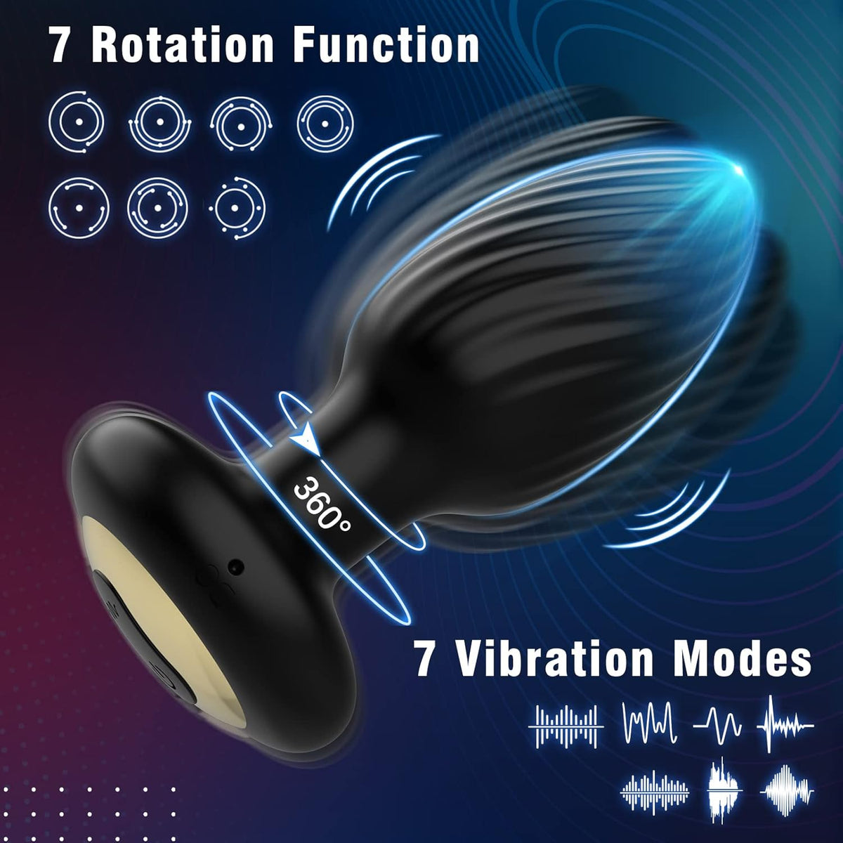 Anal Toys Anal Plug with 7 Rotation & 7 Vibration Anal Vibrators