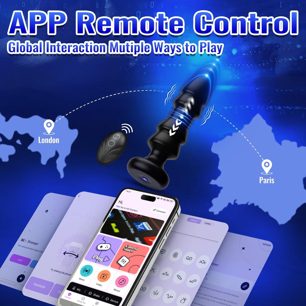 APP Remote Control 12 Vibrating & Thrusting Prostate Massager Anal Toys