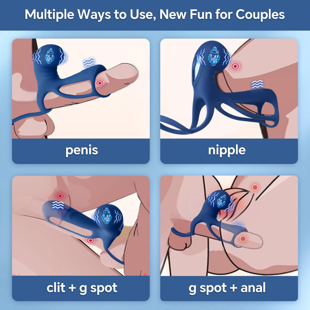 Powerful Multi-speed Rechargeable Vibrating Cock Ring – Stretchy Design For Delayed Ejaculation