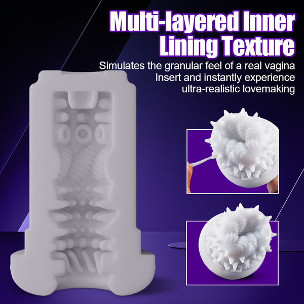Lightspeed - 4 in 1 Masturbator Cup 7 Thrutings & 7 Rotatings Suction Cup Mount Magnetic Inner Liner
