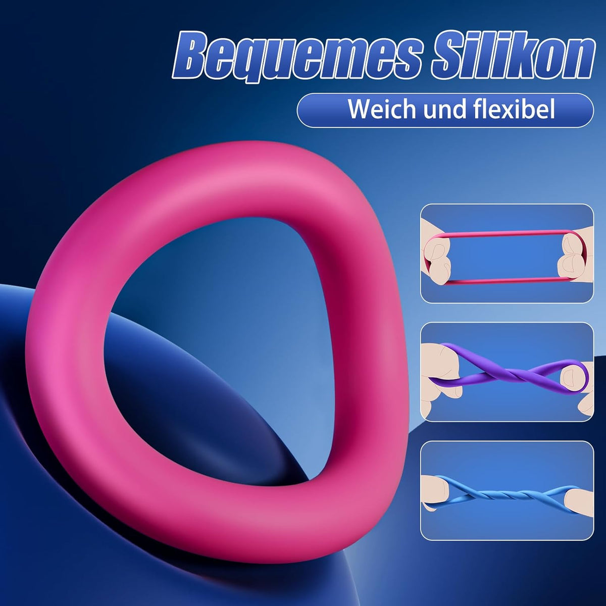 Candy Colours 3 Different Sizes Reusable Silicone Penis Ring