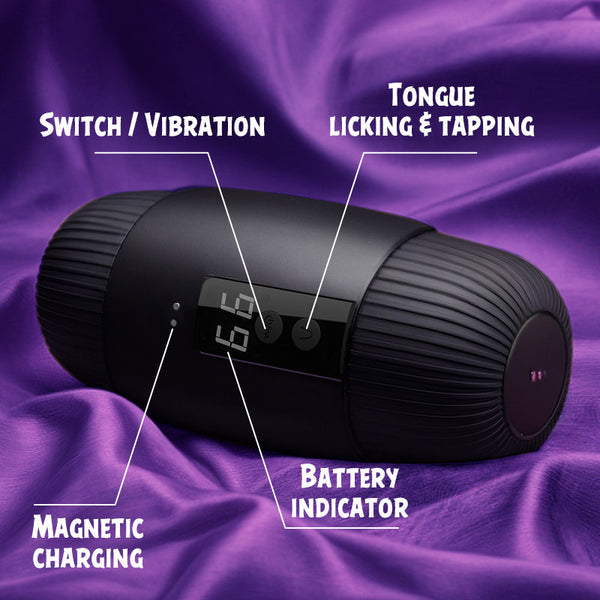 Selena - 8 Slap Tongue-Lick Male Masturbation with 2 Motors Vibration Massage Stroker