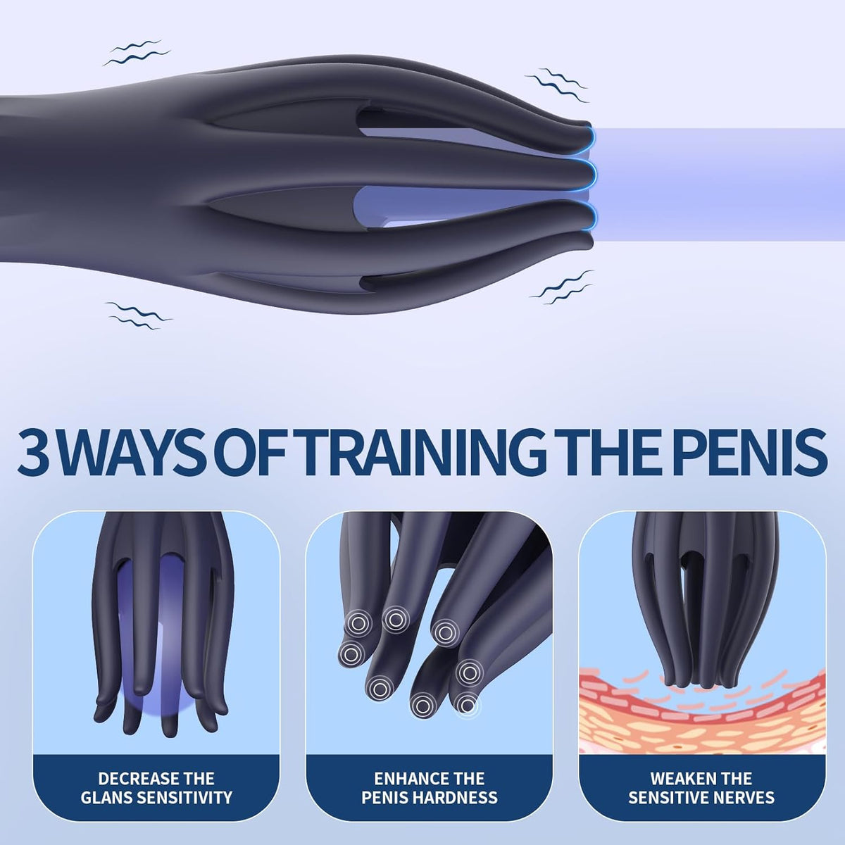 10X Vibration 3-in-1 Penis Massager for Masturbation Prolong Endurance and Massage