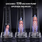 9 Vibrating Spring & 5 Vacuum Suction Penis Pump with 2 Switchable Sleeves
