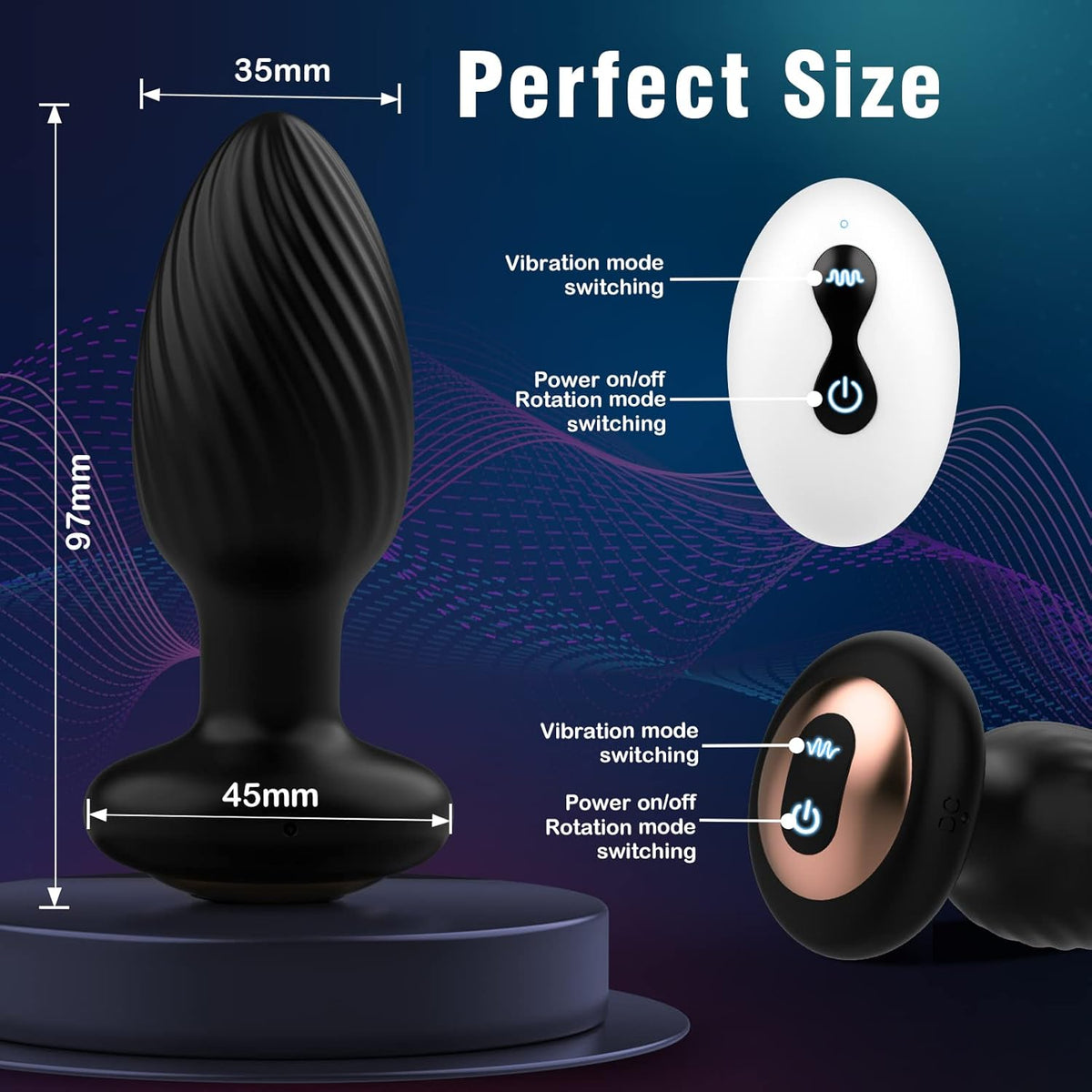 Anal Toys Anal Plug with 7 Rotation & 7 Vibration Anal Vibrators