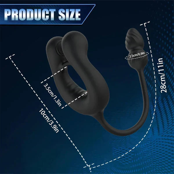2 IN 1 Anal Vibrator Butt Plug Penis Ring Cockring with 10 Vibrations & Telescope