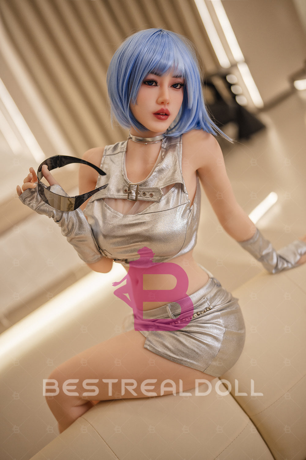 US Stock - YAMIEE Nola 164cm K38 TPE Sex Doll Natural Skin Blue Hair TPE Adult Love Doll (Free 2ND Head)