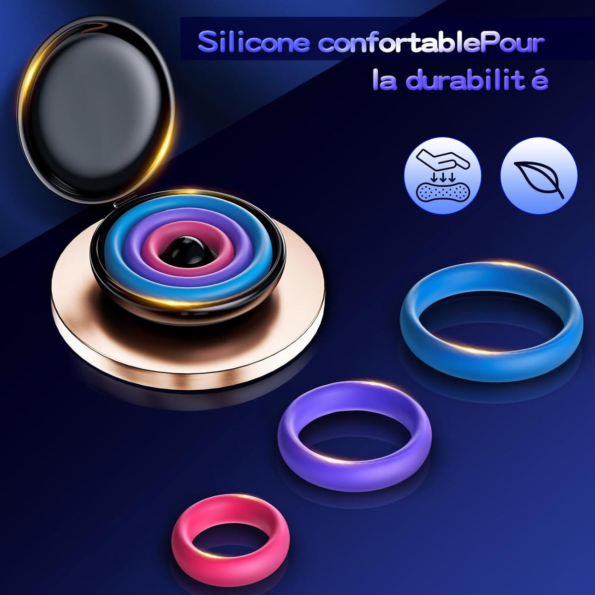 Candy Colours 3 Different Sizes Reusable Silicone Penis Ring