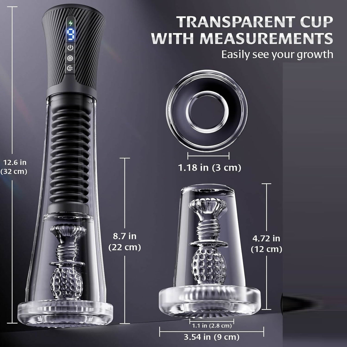 9 Vibrating Spring & 5 Vacuum Suction Penis Pump with 2 Switchable Sleeves